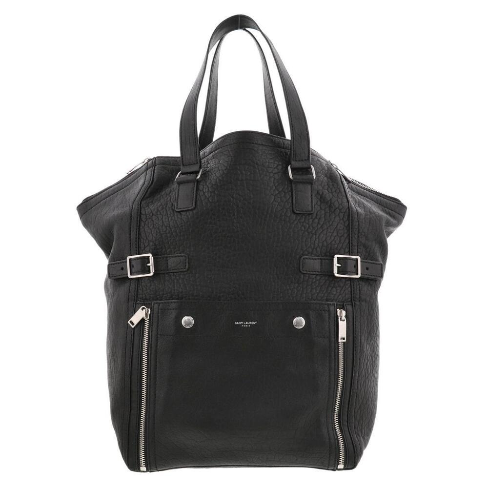 SAINT LAURENT Downtown Tote Bag Black Lambskin B